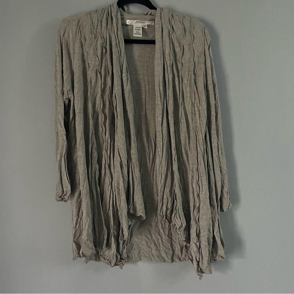 Studio M gray cardigan with wave gathered design size M